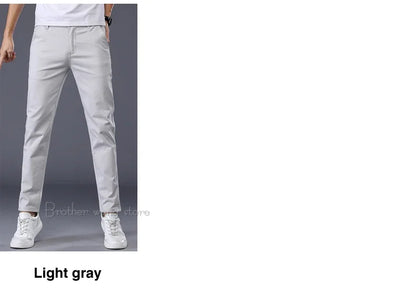 Thin Men's Pants Classic 7 Colors Summer New Casual Pant Business Fashion Stretch Cotton Slim Brand Male Trousers