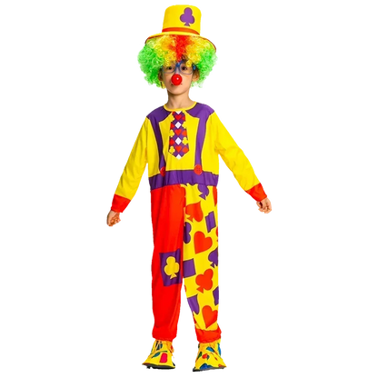 Kids Clown Cosplay Costumes Shoes and Wig Performance Funny Outfit for Girl Party Gift