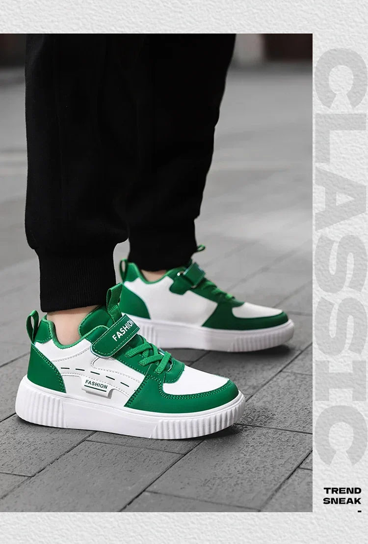 Green Skateboard Shoes Kids Trainers Fashion Lightweight Children's Sports Shoes Comfortable Non-slip Casual Sneakers For Boys