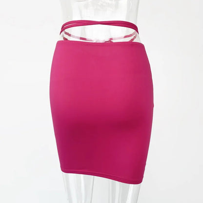 2026New Summer Women's ClothinginsHot girl high-waisted bodycon skirt European and American drawstring tie-up mini skirt
