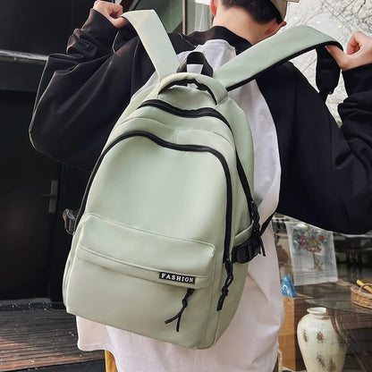Large Capacity Solid Color Student Backpack Junior and high school simple black travel backpack