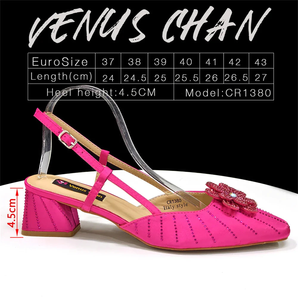Party Shoes And Bag Ladies Heel Decoration Pure Elegant Flower Wedding Shoes And Bag Full rhinestone Fashion Handbag
