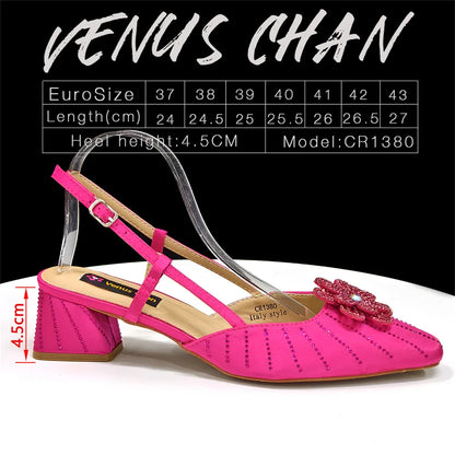 Party Shoes And Bag Ladies Heel Decoration Pure Elegant Flower Wedding Shoes And Bag Full rhinestone Fashion Handbag