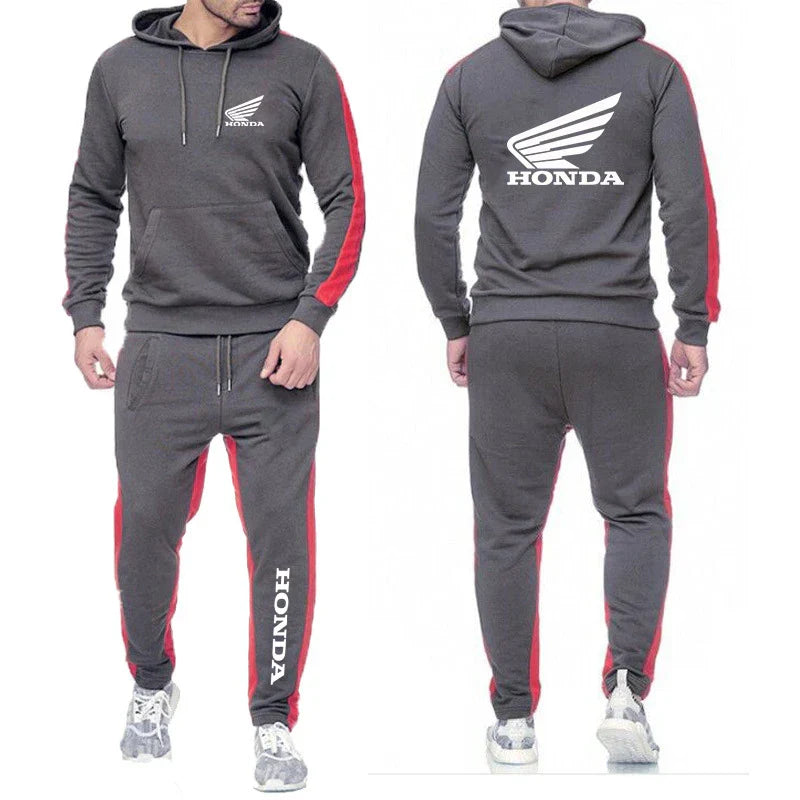 2025 Men Tracksuit Honda motor Wing Printed Hoodie Suits Hooded Sweatshirt+Pants 2 Pieces Men Sets Running Fitness Men Clothing