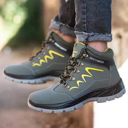 Waterproof  Indestructible Men Safety Shoes Construction Steel Toe Work Boots Non Slip Navy Platform Botas For Men Shoes