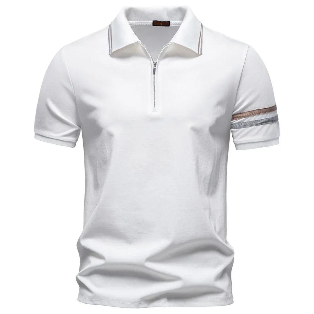 Men's Lightweight Breathable Polo Shirt Half Zipper Collar Solid Color Casual Summer Fashion Top