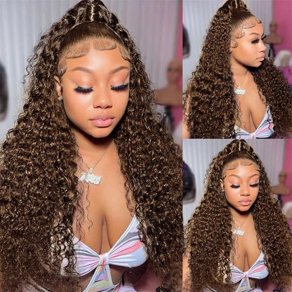Deep Wave Frontal Wig 13x6 Hd Lace 30 Inch Chocolate Brown 13x4 Curly Lace Front Human Hair Water Wave Brazilian Wigs For Women