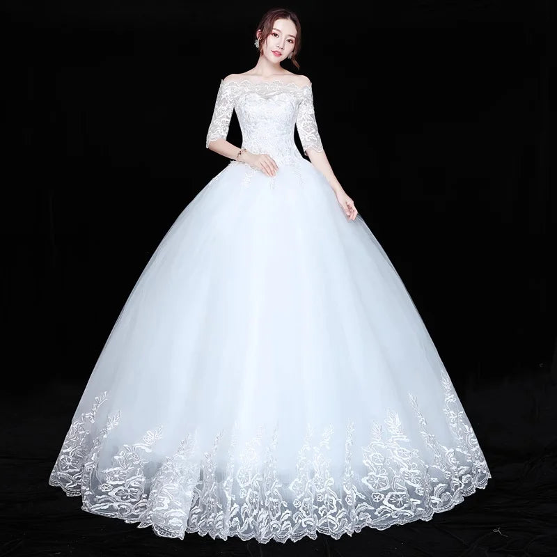 Wedding Dress Wholesale Lace up Embroidery Bride Marriage Dresses White Ball Gown Factory Christmas Carnival Plus Size