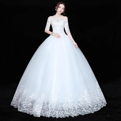 Wedding Dress Wholesale Lace up Embroidery Bride Marriage Dresses White Ball Gown Factory Christmas Carnival Plus Size