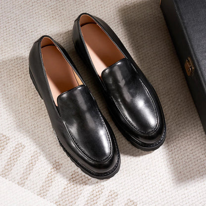 Fashionable Men Formal Shoes Genuine Leather Handmade High Heels Thick Shoes Classic Wedding Office Men's Formal Business Shoes