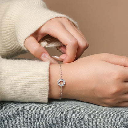 Hollow Circle Moissanite Bracelet for Women 925 Sterling Silver Charm Chain Adjustable Engagement Party Luxury Jewelry