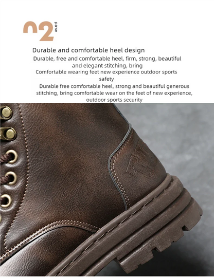 Men's boots four seasons soft-sole non-slip casual boots fashion outdoor work boots high boots classic Joker youth leather boots
