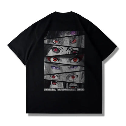 Camiseta Estampada com Estampa de Olho Estilo Fatiado, Produtos de Anime IP, Mangas Curtas Casuais para Adultos e Crianças