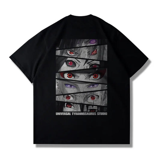 Slice-style Eye Pattern Printed T-shirt, Anime IP Merchandise, Casual Short-sleeves for Adults and Children