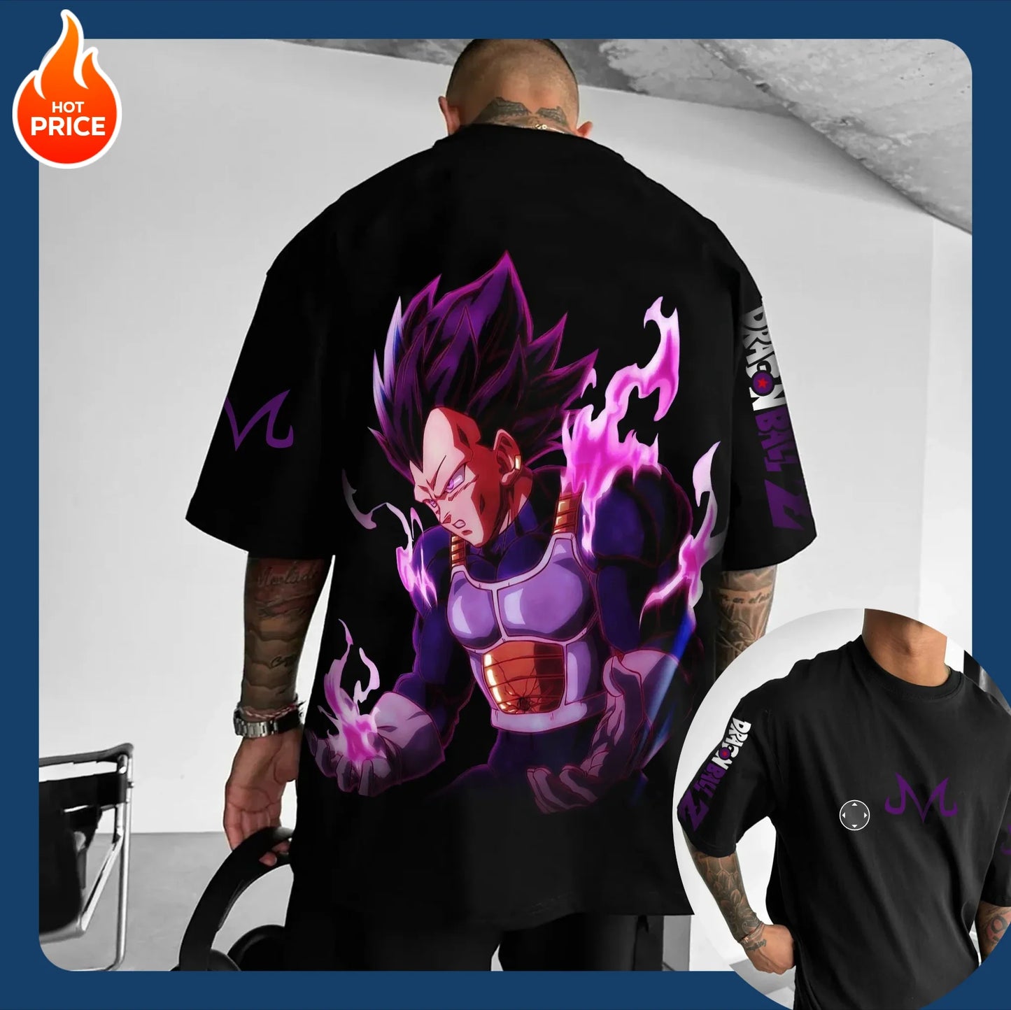 Dragon Ball GOKU Majin Buu Anime Peripheral Short Sleeve 2025 Summer Loose Harajuku Men's and Women's Cotton T-Shirts ins