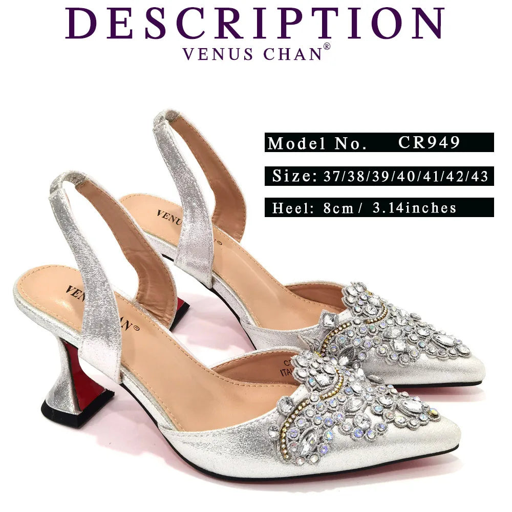 Gold New Shoes For Women Designer Pointed-Toe Luxury Wedding Peach Color Hollowed Out Design Bag and Shoes Matching Set