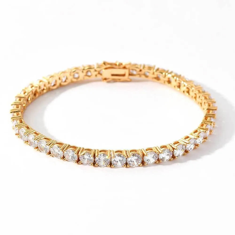 4mm 5mm Moissanite Diamond Tennis Necklace for Women Men 925 Sterling Silver Yellow Gold Color Lab Sapphire Emerald