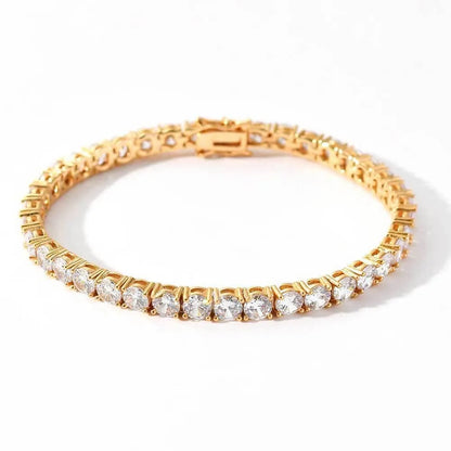 4mm 5mm Moissanite Diamond Tennis Necklace for Women Men 925 Sterling Silver Yellow Gold Color Lab Sapphire Emerald