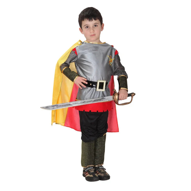 Children's Knight Costume Cosplay Performance Dress Party European Knight Armor Medieval Royal Castle Defender Armor