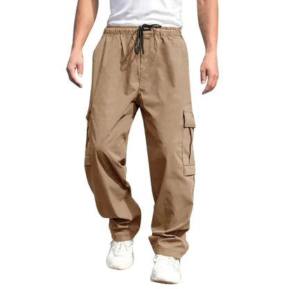 Men's Cargo Trousers Elastic Waist Elastic Multi-pocket Loose Combat Work Pants Outdoor Fitness Sports Casual Pants S-4XL