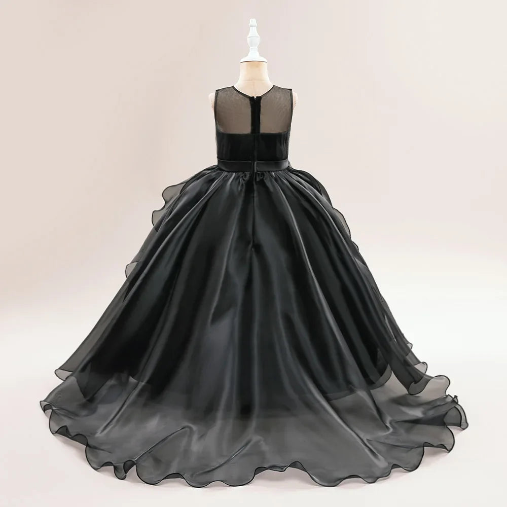 Teens Girls Sequins Princess Party Dresses White Bridesmaid Flower Kids Dresses For Girl Wedding Prom Gown Pink Birthday Vestido