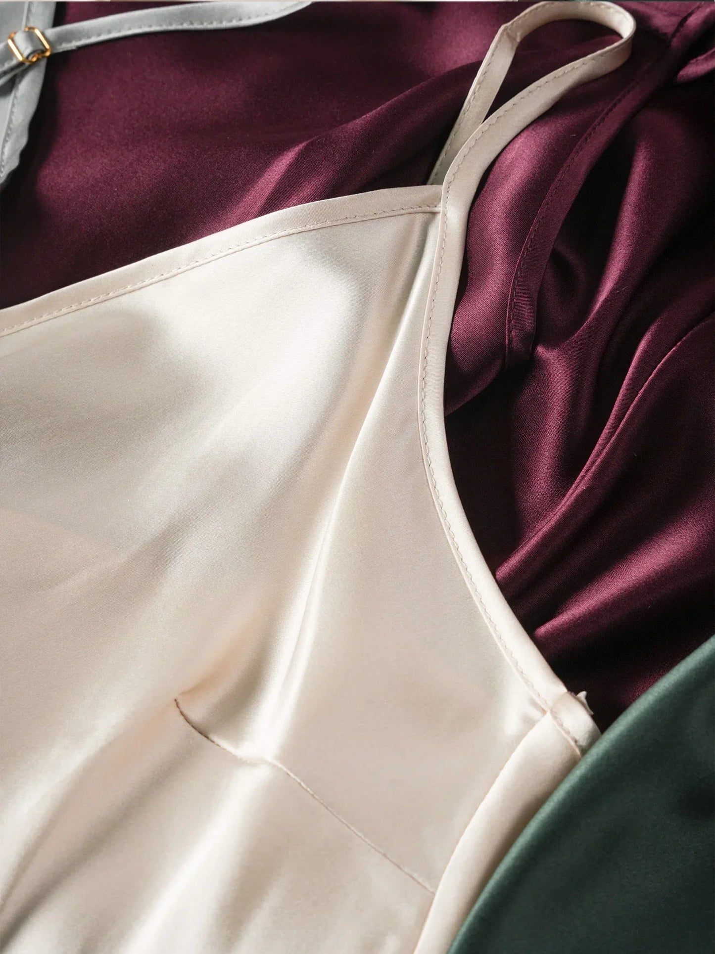 100% Natural Mulberry Silk Plain Satin French V-neck Diagonal Cut Women's Sexy Solid Suspender Dress