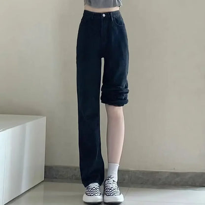High-waisted Vintage Straight-leg Jeans