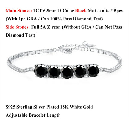Pink Blue Green Moissanite Diamond Link Bracelet 6.5mm 5cttw for Woman 925 Silver Plated 18K Adjustable Chain Bracelets