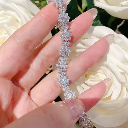 All Mozambique New Sunflower Moissanite Women's Bracelet 925 Sterling Silver Diamond Jewelry Moissanite Diamond Women's Bracelet