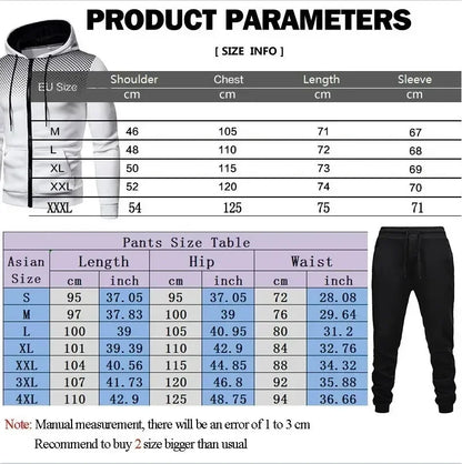 New autumn and winter men's long-sleeved pullover hoodie + pants 2-piece fashionable outdoor running men's sportswear set
