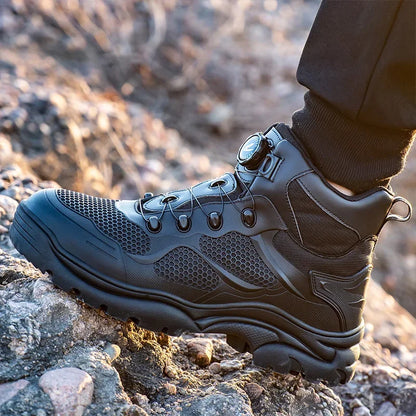 Men's Safety Work Boots Steel Toe Breathable Indestructible Puncture-Proof Rotary Buckle Shoes Comfortable Brand Work Footwear