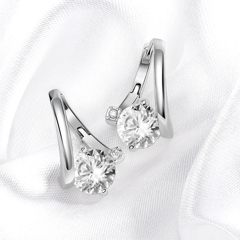 Certified 2CTTW D Color Moissanite Hoop Earring for Women Sparkling High Quality Lab Diamond Jewelry 925 Sterling Silver