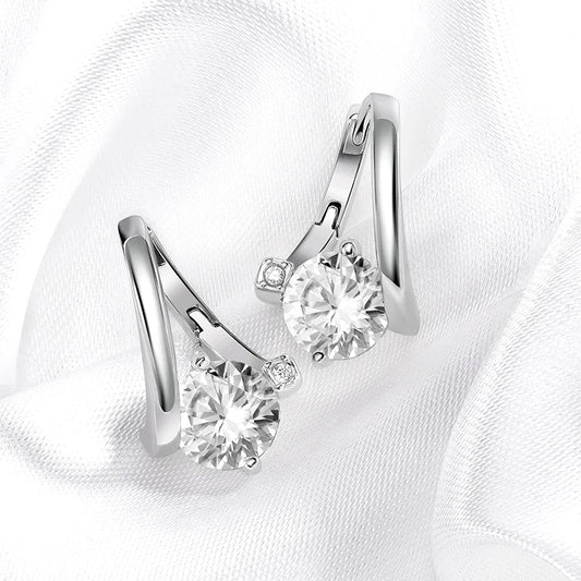 Certified 2CTTW D Color Moissanite Hoop Earring for Women Sparkling High Quality Lab Diamond Jewelry 925 Sterling Silver