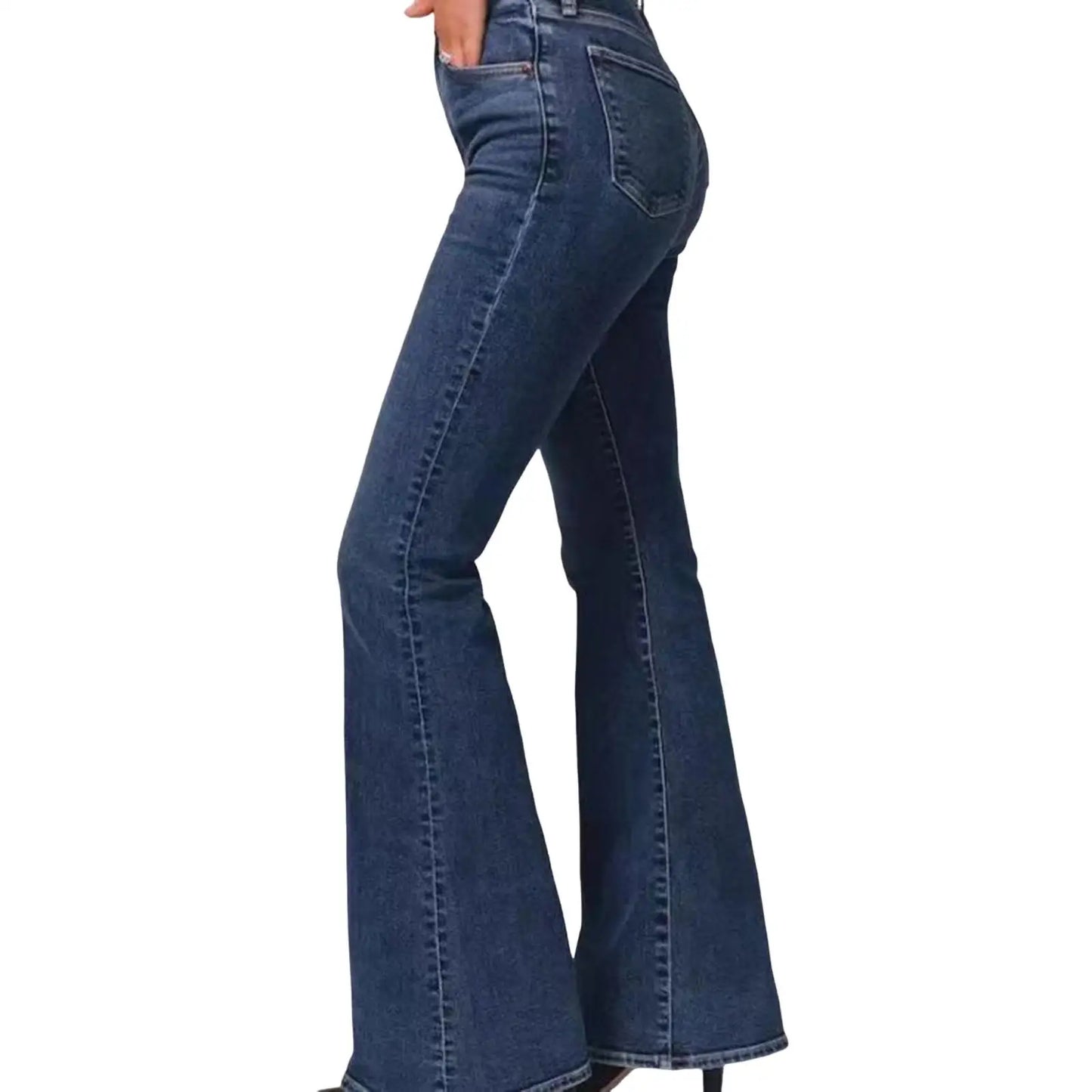 Mid Waisted Stretch Flare Jeans Women Denim Pants
