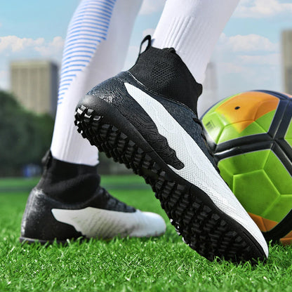 Men & Women TF Stud Football Boots, Anti-slip, Leather Material, Suitable for Student & Adult Training, Artificial & Natural Gra