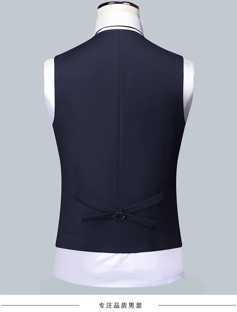 Terno Boutique Moda Masculina Negócios (Blazer + Colete + Calça) Terno Masculino Casamento Casual Profissional Formal 3 Peças M-6XL