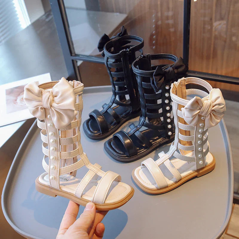 Gladiator Children's Shoes 2026 New Summer Platform Sandals for Girls Princess High-top Side Zipper Roman Sandals Child I03195