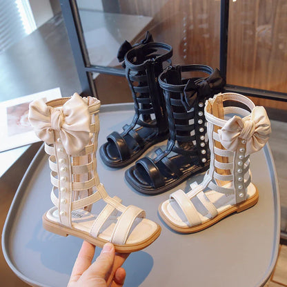 Gladiator Children's Shoes 2026 New Summer Platform Sandals for Girls Princess High-top Side Zipper Roman Sandals Child I03195