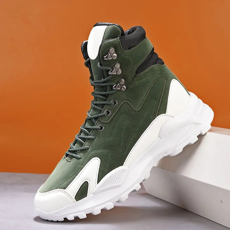Fashion Men's Boots Comfortable Men Casual Shoes Breathable High Top Sneakers for Men Outdoor Non Slip Mens Ankle Boots Platform