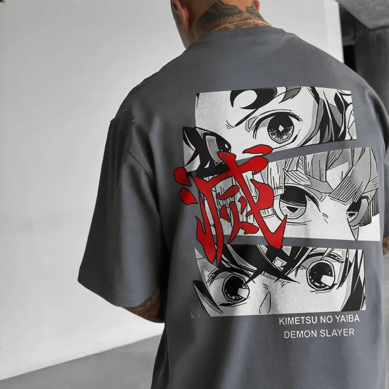 Oversized Men's T-shirt Demon Slayer Anime Print Summer trendy Women Short Sleeve Graphic Tee Streetwear Casual Tops Y2k Clothes