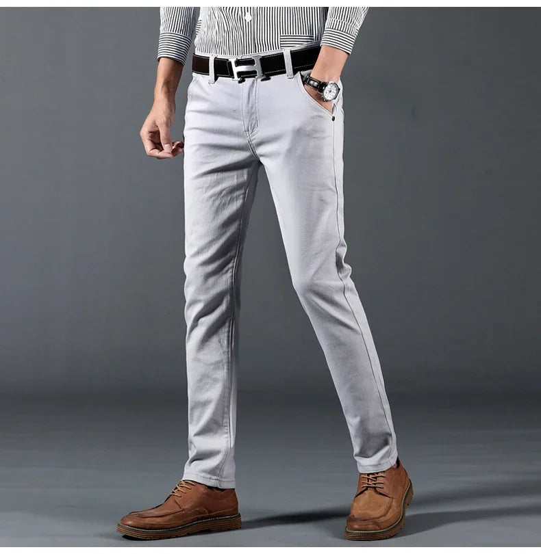 6 Color Men Slim Casual Pants New Classic Business Fashion Comfortable Stretch Cotton Elastic Straigh Trousers Male