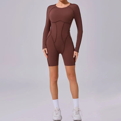 Women's High Elasticity Sports Bodysuit Kit Yoga Fitness Jumpsuit Open Back Hip-Lift Outdoors Gym Workout Sexy Fitness Outfit