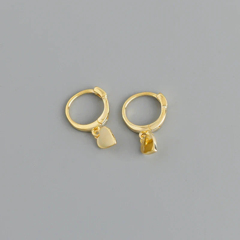 925 Sterling Silver INS Minimalism Sweet Love Heart CZ Zircon Hoop Earrings For Women Girl Small Ear Buckle Jewelry Gift
