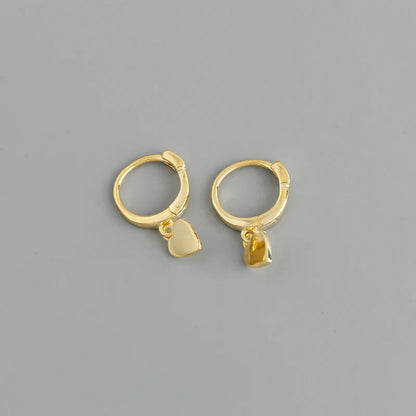 925 Sterling Silver INS Minimalism Sweet Love Heart CZ Zircon Hoop Earrings For Women Girl Small Ear Buckle Jewelry Gift