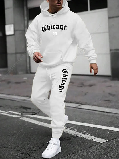 Men's sportswear - Hoodie and sports pants, loose-fitting style suitable for daily and sports wear swearshirts Tops
