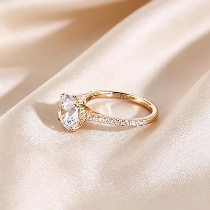 1ct-5ct All Moissanite Rings for Women Sparkling Lab Diamond S925 Sterling Silver with Gold Plated Wedding Promise Rings