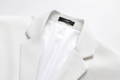 Men's White High-End Suit Two-Piece Suit Four Seasons Business Formal Wear Anti-Wrinkle Non-Stick Wool Suit Workplace Work Cloth
