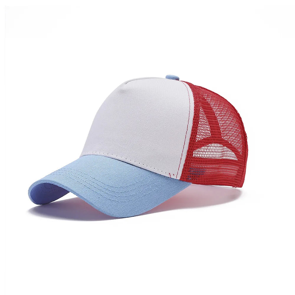 Blank 5 Pane Mesh Baseball Cap Mens And Women Curved Snapback Hats Summer Sunshade Sun Hat Simple Trucker Cap gorras casquette