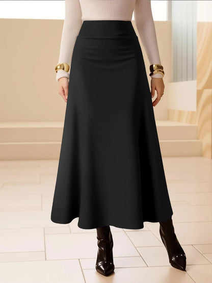 Solid Midi Skirt | High Waist A-Line for Cocktails & Events, Stand Out in Style