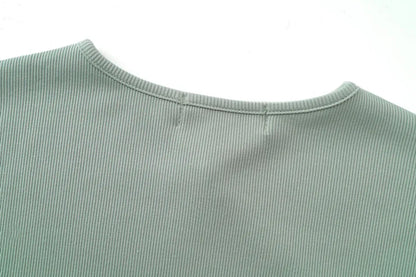 woman clothing high Stretch ribbing closed-fit wrap tops + Matte Satin dress Maxi matching sets (ship out in 1 day)